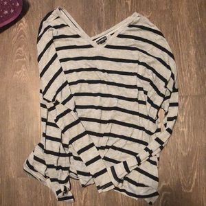 Over sized style Express grey/black striped shirt